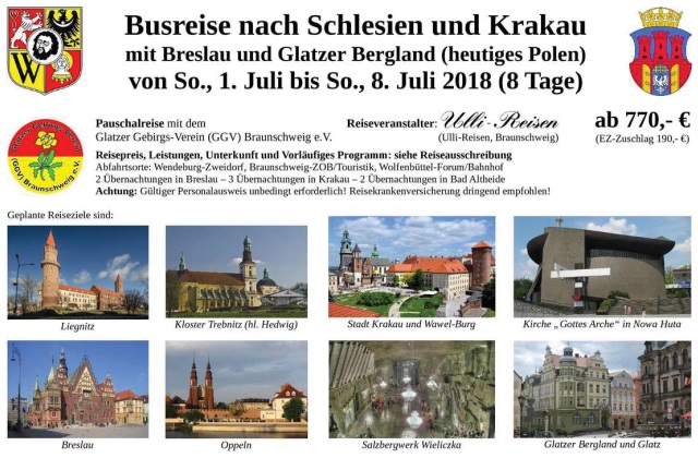 Busreise nach Schlesien und Krakau mit Breslau und Glatzer Bergland