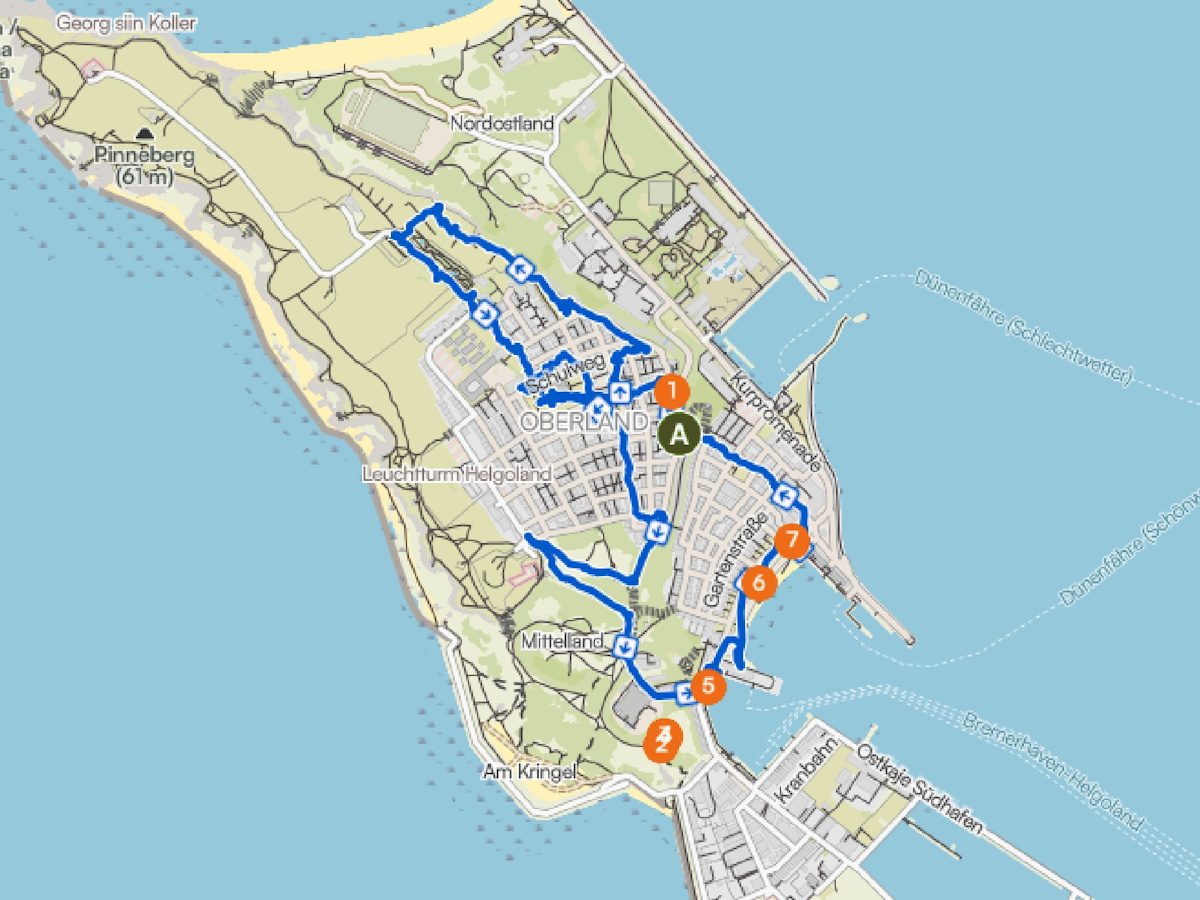 Komoot-Karte Helgoland an 